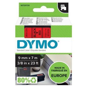 Dymo D1 tape 9 mm, zwart op rood