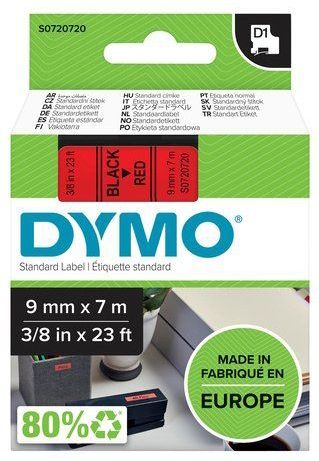 Dymo Tape 40917 (S0720720) Zwart op rood (9 mm)