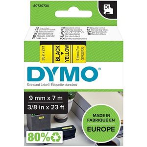 DYMO originele D1 labels | Zwarte opdruk op gele tape | 9 mm x 7 m | Zelfklevende etiketten voor LabelManager-labelmakers | Gemaakt in Europa