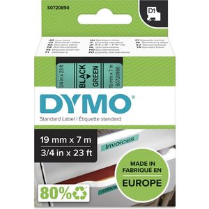 DYMO originele D1 labels | Zwarte Tekst op Groen Label | 9 mm x 7 m | zelfklevende etiketten voor de LabelManager labelprinter | gemaakt in Europa