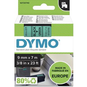 DYMO - D1 Labels - Zwart op Groen - 9 mm x 7 m - Zelfklevende Etiketten