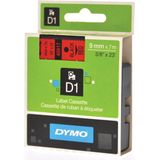 Labeltape Dymo 40917 D1 720720 9mmx7m zwart op rood | 5 stuks
