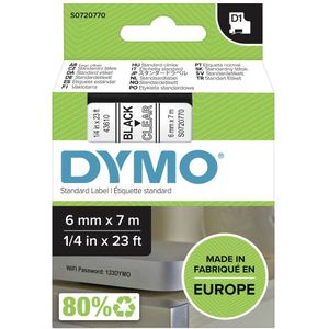 DYMO® Original D1-Schriftband für LabelManager™ 6mm x 7m - Polyester, wieder ablösbar -  schwarz auf rot