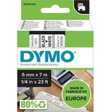 Dymo - 43613 - Labeltape - Zwart op Wit - Polyester - 6mm x 7m