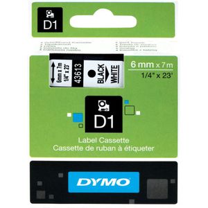 DYMO S0720780 / 43613 tape zwart op wit 6mm (origineel)