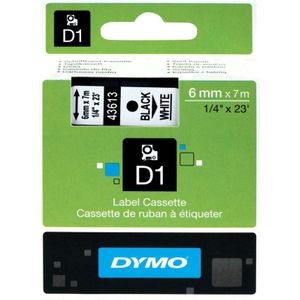 Dymo S0720780 / 43613 tape zwart op wit 6 mm (origineel)