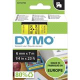 DYMO D1 originele zelfklevende etiketten | rol 6 mm x 7 m | zwarte print op gele achtergrond | zelfklevend | voor LabelManager labelapparaten