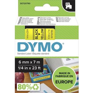 Labeltape DYMO D1 43618 Kringloop kunststof Tapekleur: Geel Tekstkleur:Zwart 6 mm 7 m