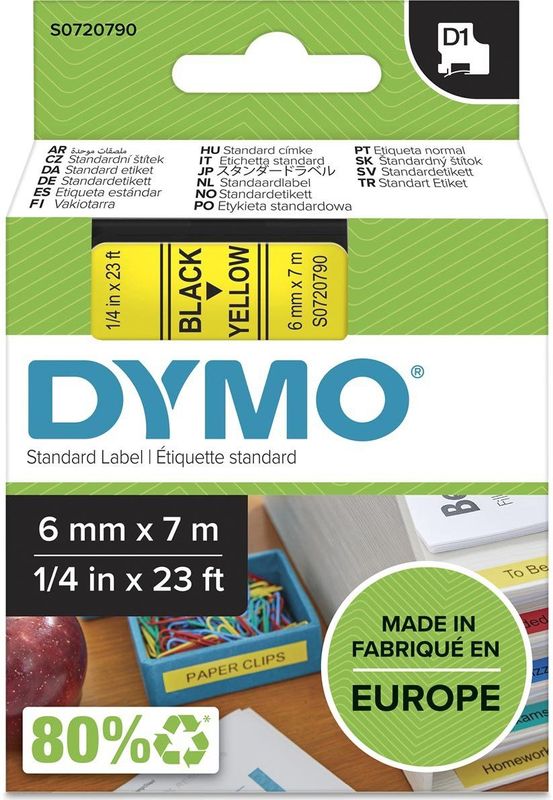 Dymo - 43618 - Labeltape - Zwart op Geel - Polyester - 6mm x 7m