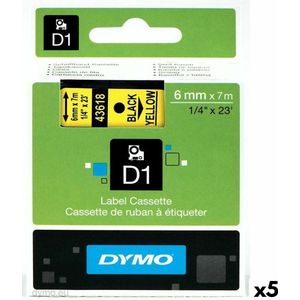Gelamineerde Tape voor Labelmakers Dymo D1 43618 LabelManager™ Geel 6 mm (5 Stuks)