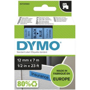 Dymo Tape D1 12mm Zwart/blauw