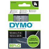 Dymo - D1 e 12 mm, wit op transparant