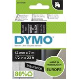 Dymo - 45021 - Labeltape - Wit op Zwart - Polyester - 12mm x 7m