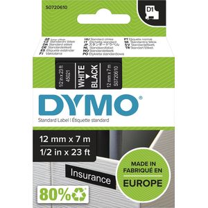Dymo - 45021 - Labeltape - Wit op Zwart - Polyester - 12mm x 7m