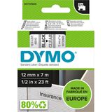 Dymo - LabelManager D1 - Labeltape - 12mm - Zwart op Transparant - 5 Stuks