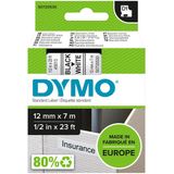 Dymo - D1 Labeltape - Zwart op Wit - 12 mm x 7 m - 5 Stuks