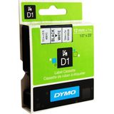 Dymo D1 labeltape - 12 mm x 7 m - Zwart op wit