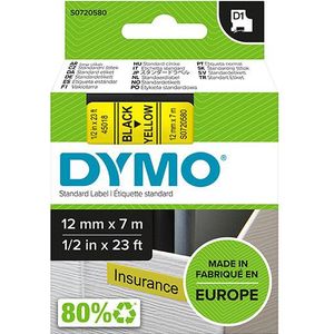 Gelamineerde Tape voor Labelmakers Dymo D1 45018 LabelManager™ Geel 12 mm Zwart (5 Stuks)