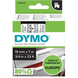 Dymo D1 tape 19 mm, zwart op transparant - blauw Papier S0720820