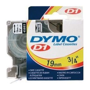 Dymo D1 tape 19 mm, zwart op wit