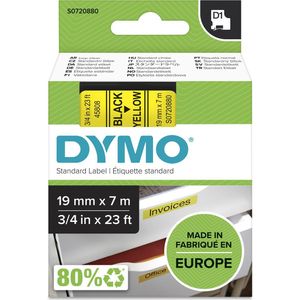 DYMO - D1 Labels - Zwart op Geel - 19 mm x 7 m - Zelfklevend Etiket