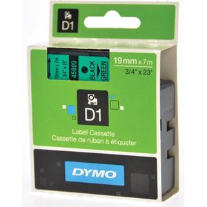 DYMO originele D1 labels | zwarte afdruk op groene tape | 19 mm x 7 m | zelfklevende labels voor de LabelManager labelmakers | gemaakt in Europa