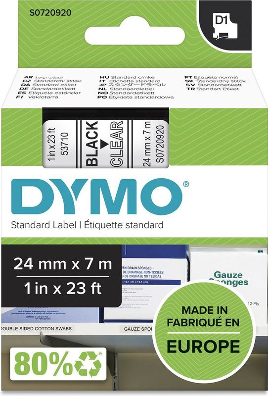 Dymo - D1 Tape - Transparant - 24mm - 7m