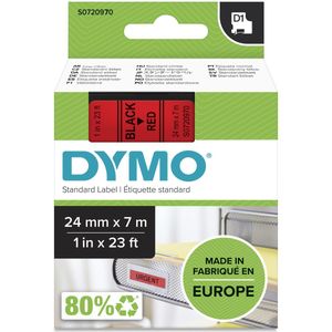 DYMO D1-tapecassette, breedte 24 mm, zwart op rood, VE = 1 st.