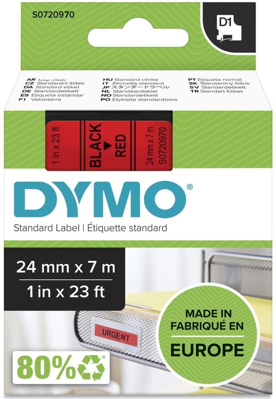 Dymo Tape 53717 (S0720970) Zwart op rood (24 mm)