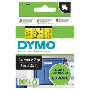 Band Dymo D1 24 mm x 7 m, zwart & geel