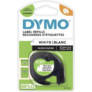 Labeltape Dymo Letratag 91200 papier 12mm zwart op wit