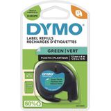 Dymo - LetraTag - Labeltape - 12mm - Zwart op Groen - Plastic - 4m