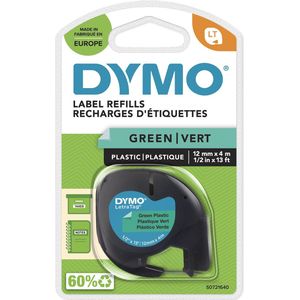 Labeltape Dymo Letratag 91204 plastic 12mm zwart op groen