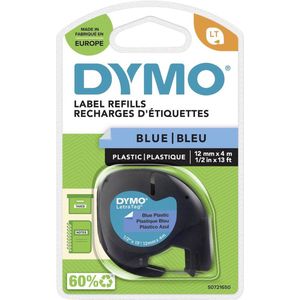 DYMO LetraTag originele plastic labels | Zwarte afdruk op blauwe etiketten | 12 mm x 4 m | Zelfklevende multifunctionele labels voor LetraTag labelprinters | gemaakt in Europa