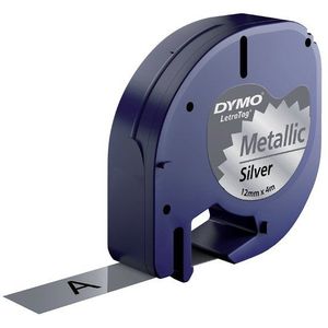 Dymo LetraTAG tape 12 mm, metallic zilver - blauw Papier S0721730