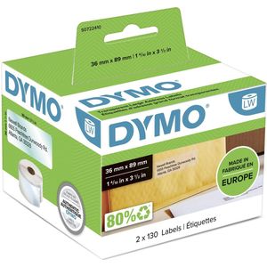 DYMO - LabelWriter Adresetiketten - 36 mm x 89 mm - 2 Rollen - 260 Labels