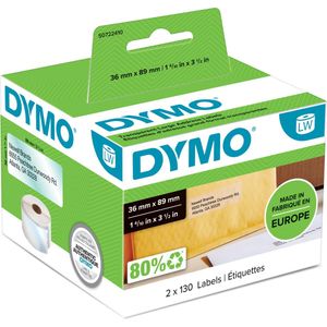 DYMO Rol met etiketten 99013 S0722410 89 x 36 mm Folie Transparant 260 stuk(s) Permanent hechtend Adresetiketten