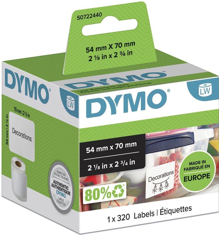 Etiket Dymo 99015 S0722440 54x70mm 1 rol �á 320 stuks wit