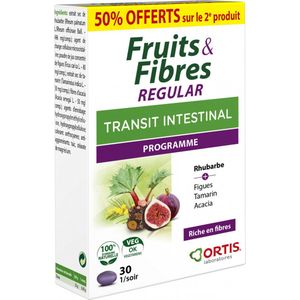 Ortis Fruit en Vezels Regelmatige Darmtransit Verpakking van 2 x 30 Tabletten