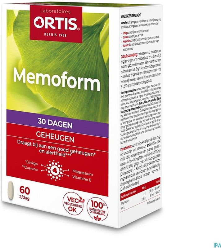 Ortis - Memoform - Geheugen Tabletten - 30 Stuks - Natuurlijke Ingrediënten
