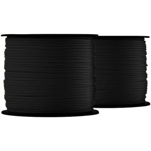 SNURO Nylon touw (1mm, 100m, zwart, 2stuks) - Zwart touw van stevig gevlochten polyamide - Weerbestendig - Metselaarstouw - Breekkracht 30kg