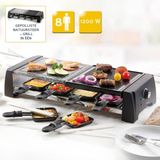 Raclettgrill mit Steingrill für 8 Personen inklusive 8 Pfännchen und 1200 Watt