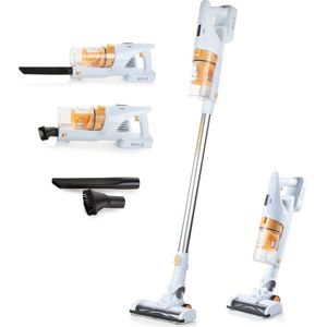 PRIMO PR500SV Steelstofzuiger Draadloos 3-in-1 - Stofzuiger Zonder Zak - Kruimelzuiger - HEPA Filter - Wit/Peach