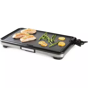 Bourgini Elektrische grillplaat voor koken, 2550 W, keramische coating, antiaanbaklaag, gemakkelijk te reinigen, oppervlak 46 x 26 cm, instelbare temperatuur, PFAS-vrij voor een gezonde keuken