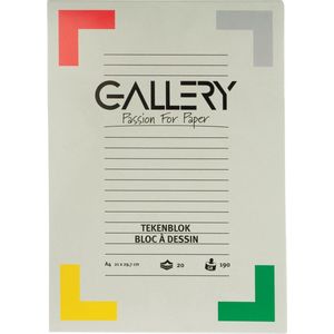 Gallery tekenblok formaat 21 x 297 cm (A4) extra zwaar houtvrij papier 190 g/m² blok van 20 vel