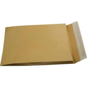 Gallery enveloppen met balg ft 229 x 324 x 35 mm, stripsluiting, bruine kraft, doos van 250 stuks