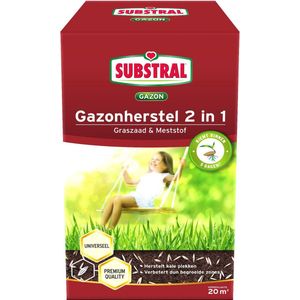 Substral graszaad 2-in-1 gazonherstel incl. meststof - herstel kale plekken - 1,2kg tot 20m²