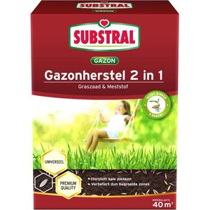 Substral graszaad 2-in-1 gazonherstel incl. meststof - herstel kale plekken - 2kg tot 40m²