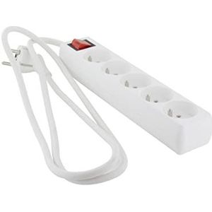 Multistekkerdoos, 5 x 16 A met schakelaar – 1,5 m – wit (FR)