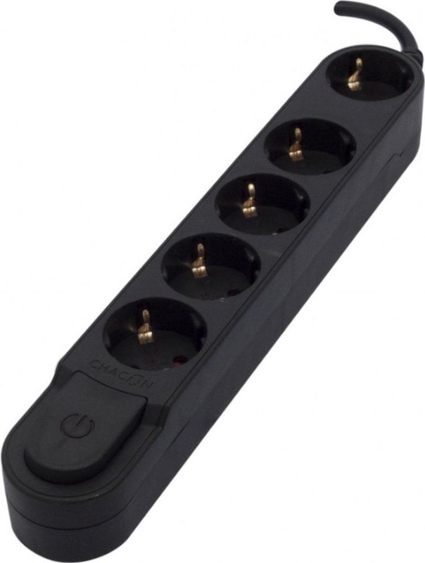 Chacon - Stekkerdoos - 5-Voudig - Zwart - 3m - 3x1,5qmm